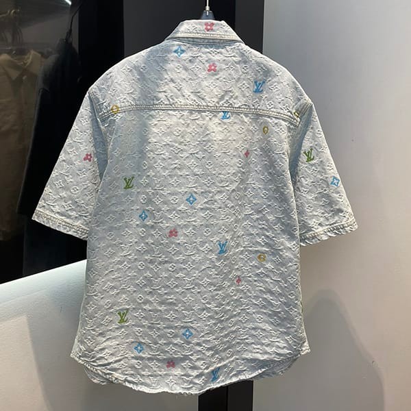 おすすめルイヴィトン 半袖デニムワークウエアシャツ n級品 vuk35520